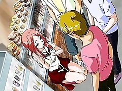 Cute hentai girl forced to eat hard dicks cum